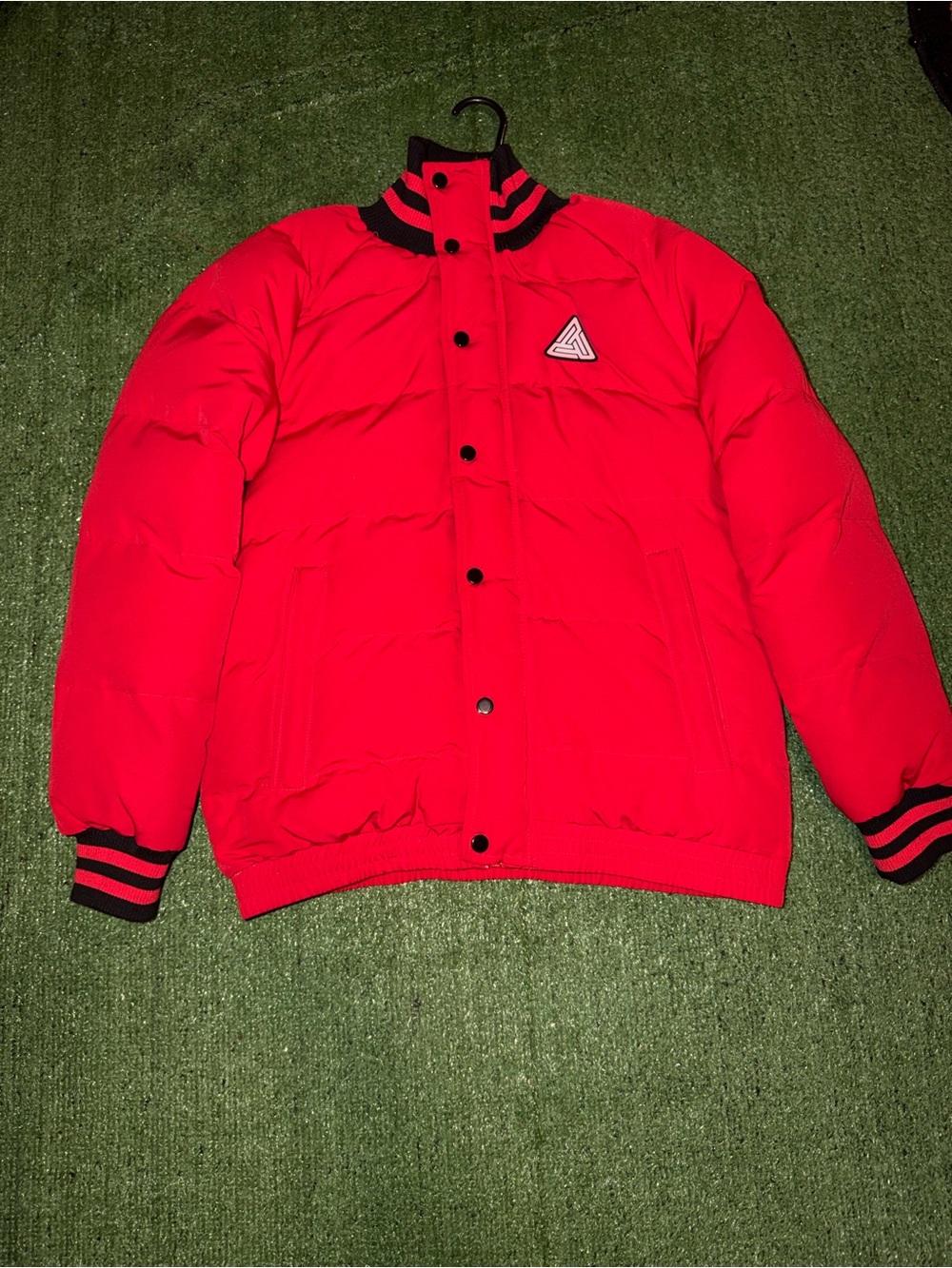 Black Pyramid Red Puffer Jacket